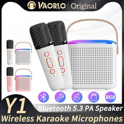 Y1 Wireless Dual Microphones Karaoke Machine with RGB LED & HIFI Sound