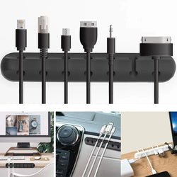 Silicone USB Cable Organizer & Winder – Desktop Tidy Clips for Cables