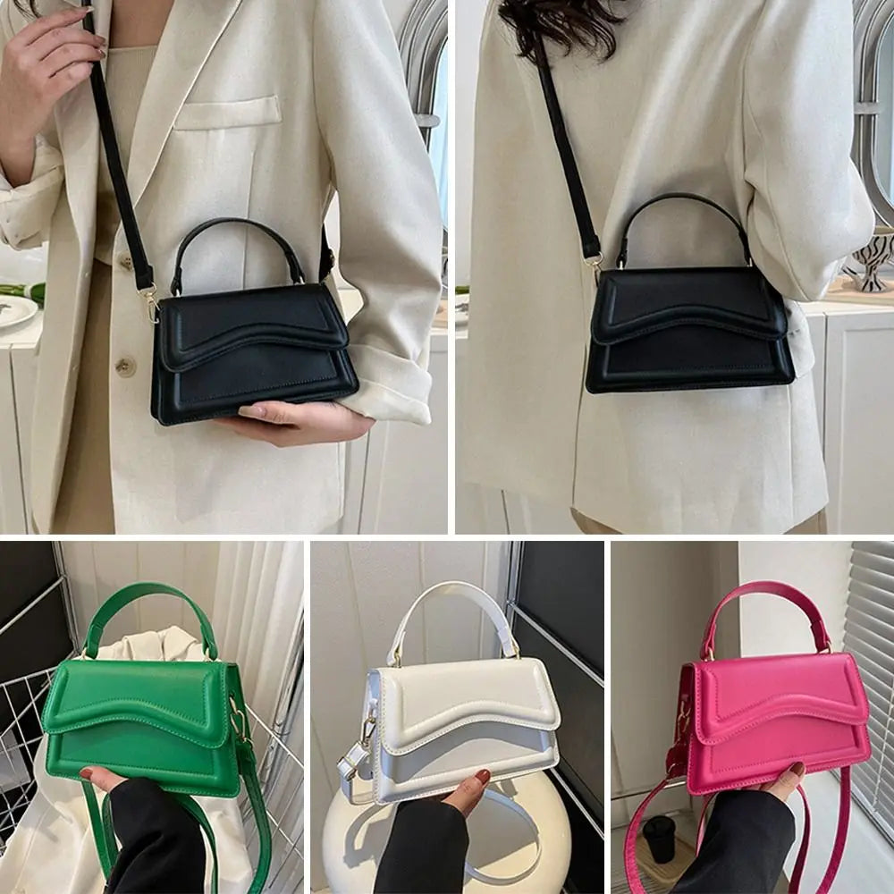 High-Quality PU Leather Handbag Purse - Women's Solid Color Shoulder Crossbody Bag