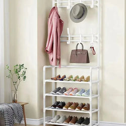 Clothes Hanger & Multi-Layer Shoe Rack Organizer