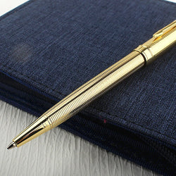 Luxury Metal Rollerball Pen – 0.7mm Blue Ink, Steel & Gold Finish