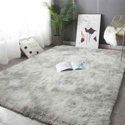 Gray Plush Rug – Soft Velvet Carpet with Anti-Slip Backing