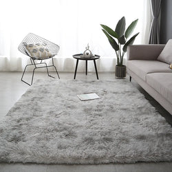 Gray Plush Rug – Soft Velvet Carpet with Anti-Slip Backing