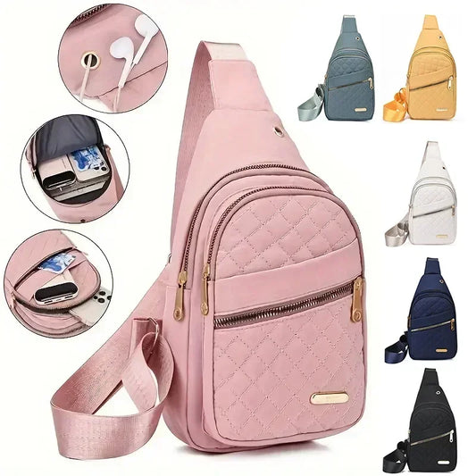 Stylish Women's Pink Chest Bag – Waterproof Oxford Cloth Crossbody Sling for Women and Men