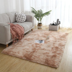 Gray Plush Rug – Soft Velvet Carpet with Anti-Slip Backing