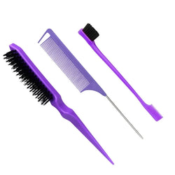 3pcs Hair Styling Comb Set – Teasing, Rat Tail, Edge & Braid Tools