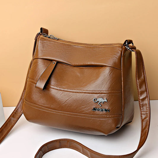 Elegant Leather One Shoulder Handbag - Shopping Bag, Crossbody, and Casual Tote