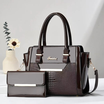 2024 New Casual Shoulder Women's Tote Bag – Large Capacity Bright Patent Leather Fashion Handbag