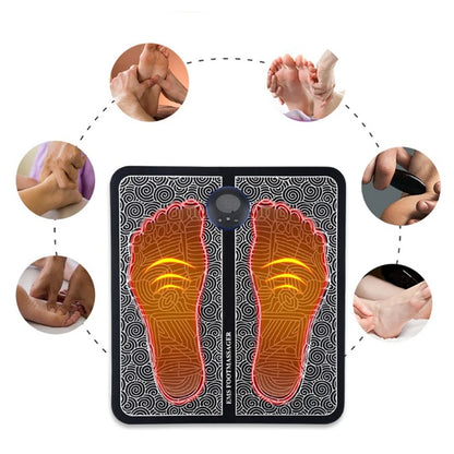 Remote EMS Foot Massager Pad – Portable Electric Muscle Stimulation Massage Mat