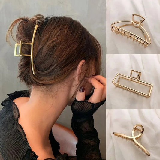 Gold Geometric Hair Clips – Stylish Metal Heart Shape Hairpin for Women