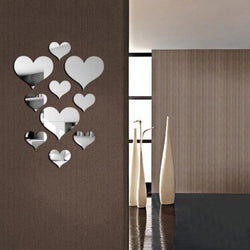 10Pcs 3D Love Heart Wall Acrylic Stickers