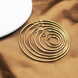 1 Pair/2 Pcs 10 To 70mm Gold Color Big Round Stainless Steel Earrings