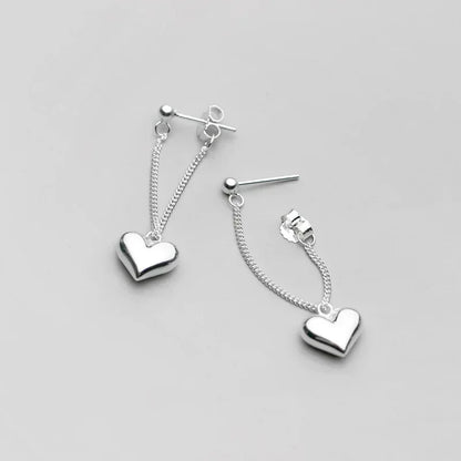 Heart Chain Earring – 925 Sterling Silver, Hypoallergenic Jewelry for Women