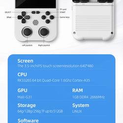 XU10 Handheld Game Console 3.5" IPS Screen 3000mAh Battery Linux JELOS