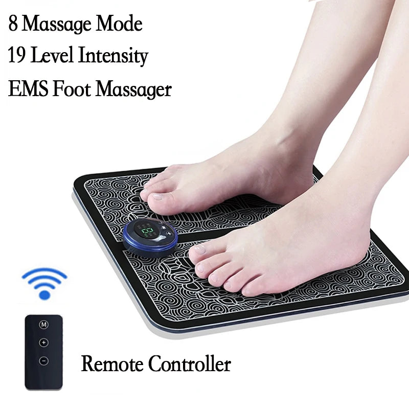 Remote EMS Foot Massager Pad – Portable Electric Muscle Stimulation Massage Mat