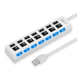 High-Speed 4/7-Port USB Hub 2.0 with LED Switch – Splitter for PC & Laptop