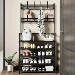 Clothes Hanger & Multi-Layer Shoe Rack Organizer