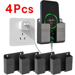 4-1PCS Wall Mounted Holder – Storage for Phone, Remote, Charger & Cables