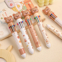 Kawaii Cartoon Bear 10-Color Ballpoint Gel Pens – 0.5mm