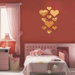 10Pcs 3D Love Heart Wall Acrylic Stickers