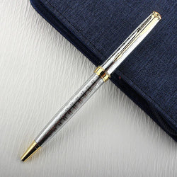 Luxury Metal Rollerball Pen – 0.7mm Blue Ink, Steel & Gold Finish