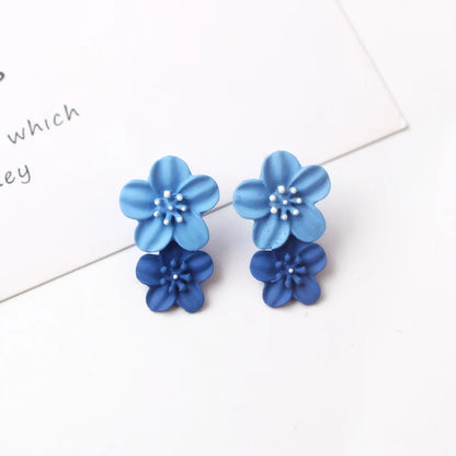 Simple Coffee Flower Drop Dangle Earrings for Women