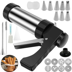 DIY Churro Maker & Cookie Press Gun Kit – Stainless Steel Decorating Set