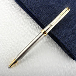 Luxury Metal Rollerball Pen – 0.7mm Blue Ink, Steel & Gold Finish