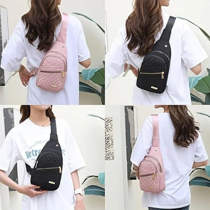 Stylish Women's Pink Chest Bag – Waterproof Oxford Cloth Crossbody Sling for Women and Men