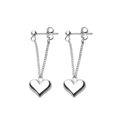 Heart Chain Earring – 925 Sterling Silver, Hypoallergenic Jewelry for Women