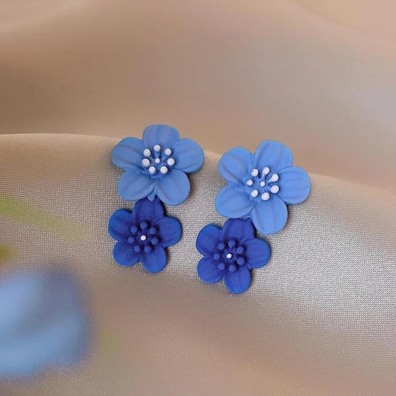 Simple Coffee Flower Drop Dangle Earrings for Women