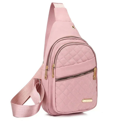 Stylish Women's Pink Chest Bag – Waterproof Oxford Cloth Crossbody Sling for Women and Men