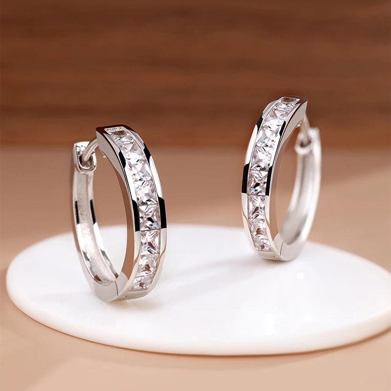 925 Sterling Silver Shining Zircon Earrings