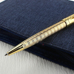 Luxury Metal Rollerball Pen – 0.7mm Blue Ink, Steel & Gold Finish