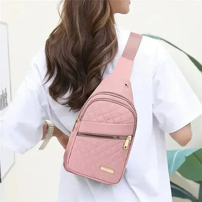 Stylish Women's Pink Chest Bag – Waterproof Oxford Cloth Crossbody Sling for Women and Men