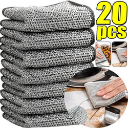 20/5pcs Steel Wire Cleaning Cloth – Non-Scratch Microfiber Dishrag