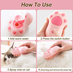 3-in-1 Pet Brush: Electric Cat and Dog Grooming Brush with Steam