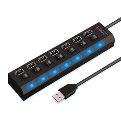 High-Speed 4/7-Port USB Hub 2.0 with LED Switch – Splitter for PC & Laptop