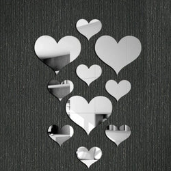 10Pcs 3D Love Heart Wall Acrylic Stickers