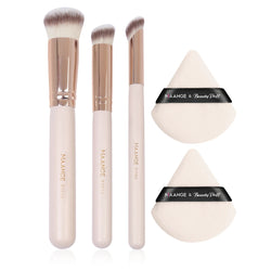 Maange 3Pcs Makeup Brushes & 2Pcs Triangle Powder Puff Set