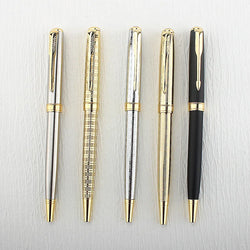 Luxury Metal Rollerball Pen – 0.7mm Blue Ink, Steel & Gold Finish