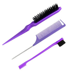 3pcs Hair Styling Comb Set – Teasing, Rat Tail, Edge & Braid Tools