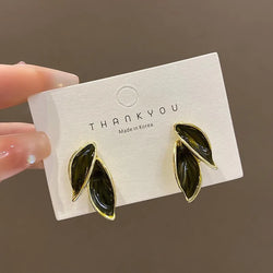 LATS Trendy Metal Leaf Stud Earrings for Women