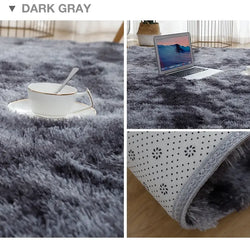 Gray Plush Rug – Soft Velvet Carpet with Anti-Slip Backing