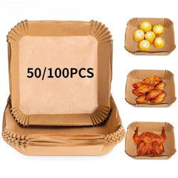 50/100-Piece Disposable Air Fryer Paper Sheets – Nonstick & Oil Absorbing