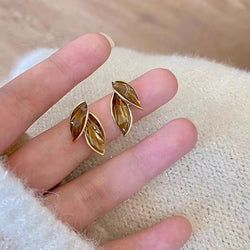 LATS Trendy Metal Leaf Stud Earrings for Women