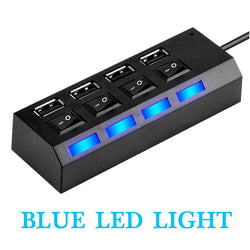 High-Speed 4/7-Port USB Hub 2.0 with LED Switch – Splitter for PC & Laptop