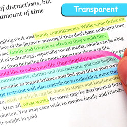 Fluorescent Transparent Sticky Index Tabs - 5 Colors