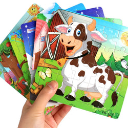 Montessori 3D Wooden Puzzle Set – 20 Pieces, Animals & Vehicles