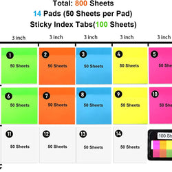 Fluorescent Transparent Sticky Index Tabs - 5 Colors